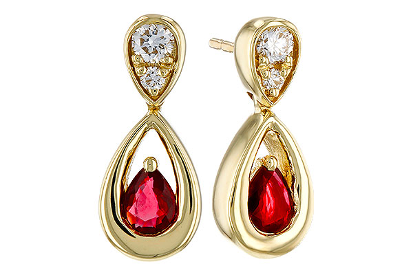 D329-75769: EARRINGS .40 RUBY .52 TGW (4x3 RUBY)