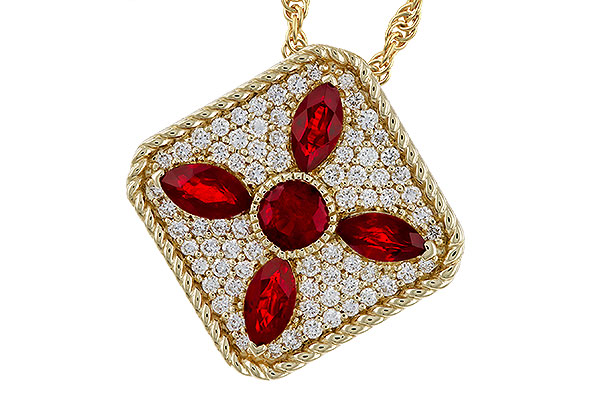 G329-77560: NECKLACE .81 TW RUBY 1.12 TGW